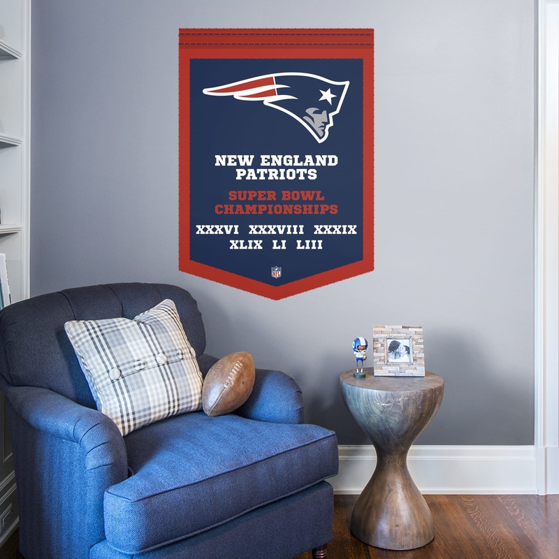 New England Patriots – RealBig Super Bowl Championships Banner Collection – Official NFL – Reusable Vinyl Wall Decals