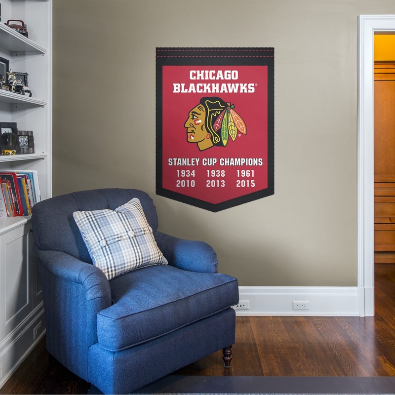 Chicago Blackhawks – RealBig Stanley Cup Champs Banner Collection – Official NHL – Reusable Vinyl Wall Decals