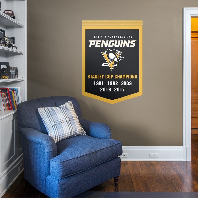 Pittsburgh Penguins – RealBig Stanley Cup Championships Banner Collection – Official NHL – Reusable Vinyl Wall Decals