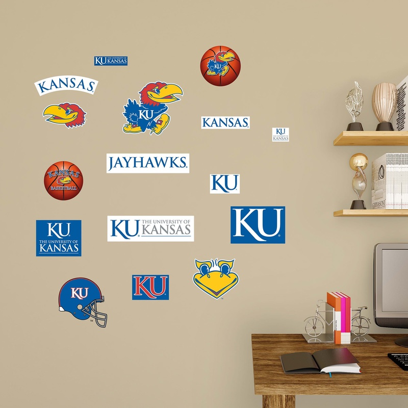 Kansas Jayhawks – RealBig Logo Assortment Collection – Official NCAA – Reusable Vinyl Wall Decals