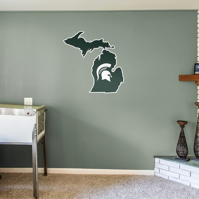 State of Michigan – RealBig Collection – Official NCAA – Michigan State Spartans – Reusable Vinyl Wall Decals