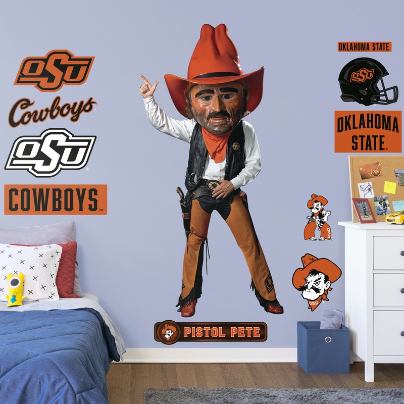 Pistol Pete Mascot – RealBig Collection – Official NCAA – Oklahoma State Cowboys – Reusable Vinyl Wall Decals