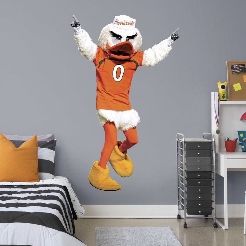 Sebastian Mascot – RealBig Collection – Official NCAA – Miami Hurricanes – Reusable Vinyl Wall Decals