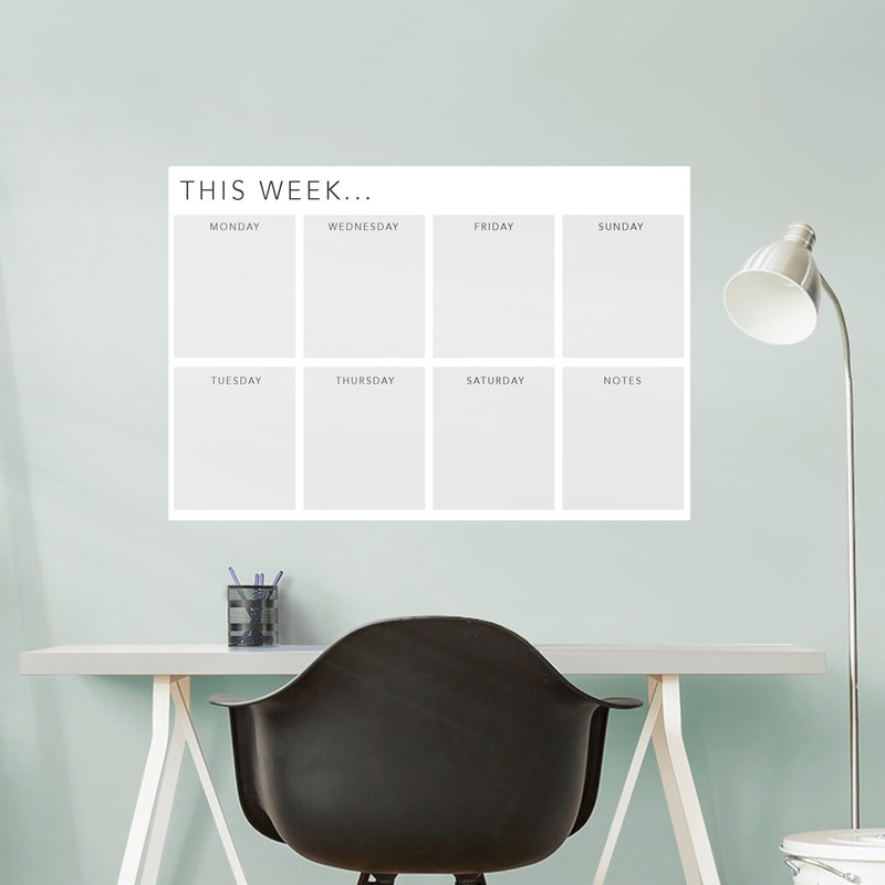 Minimalist This Week Calendar: Grey – Removable Dry Erase Vinyl Decal