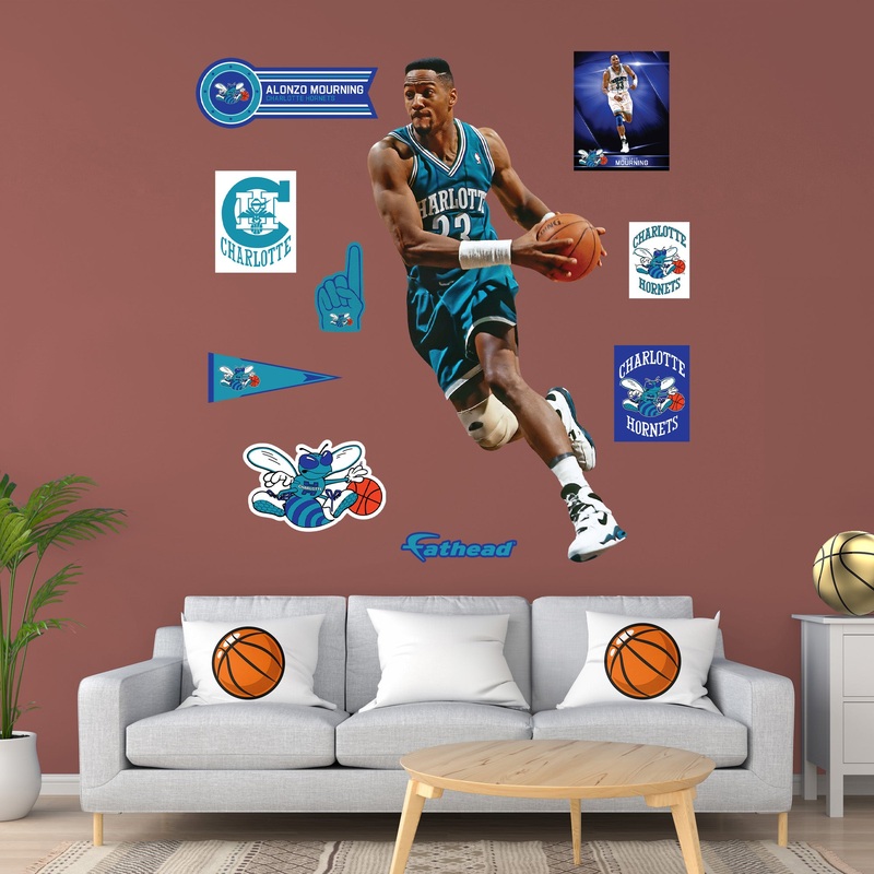 Alonzo Mourning – RealBig Hornets Legend Collection – Official NBA – Charlotte Hornets – Reusable Vinyl Wall Decals