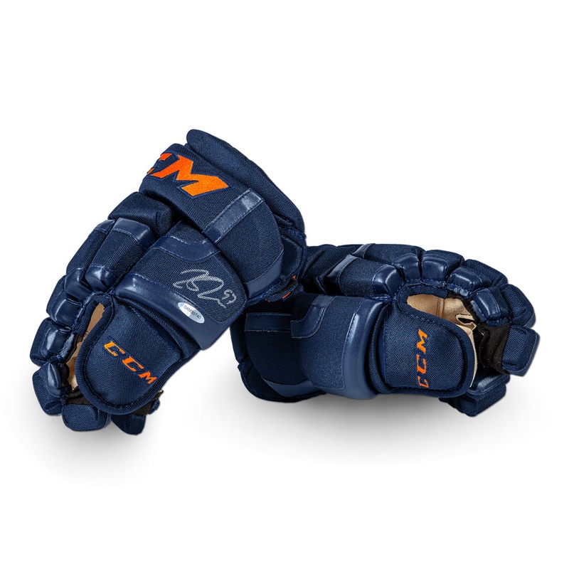 Connor Mcdavid Navy Gloves|Autograph