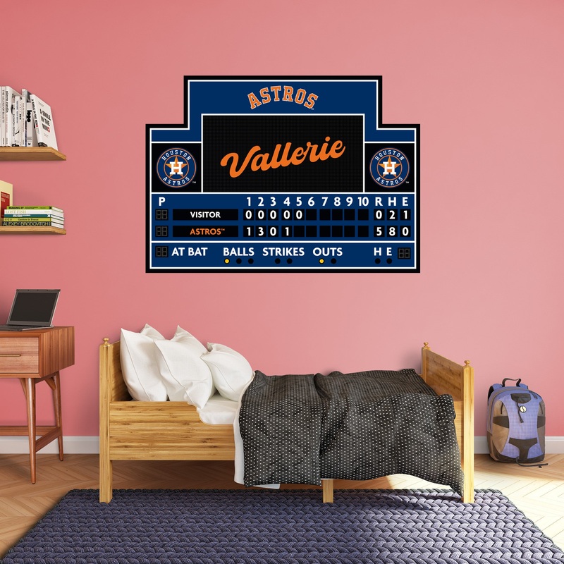 Houston Astros – Scoreboard Graphic – With Personalized Name – Official MLB – Vinyl Transfer Decal