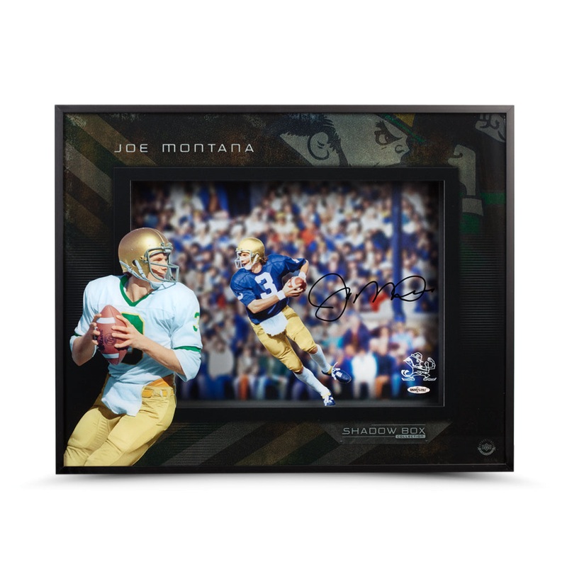 Joe Montana Roll Out Notre Dame 16X20 Shadow Box- Framed