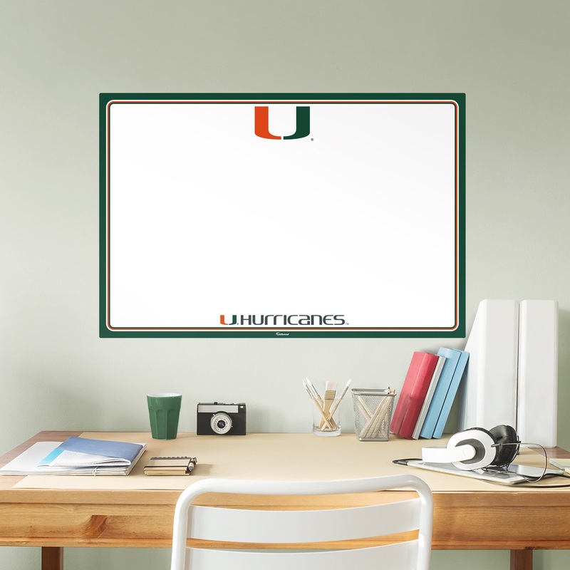 Miami Hurricanes – Dry Erase Whiteboard – Official NCAA – Reusable Vinyl Wall Decal