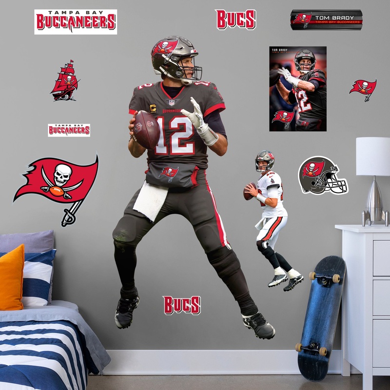 Tom Brady – RealBig Pewter Jersey Collection – Official NFL – Tampa Bay Buccaneers – Reusable Vinyl Wall Decals
