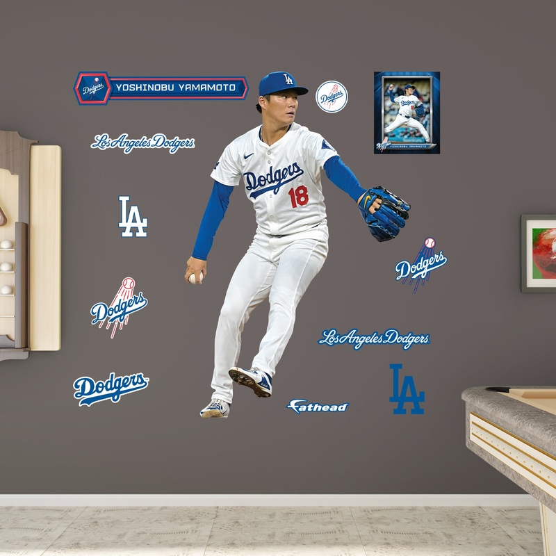 Yoshinobu Yamamoto – RealBig Collection – Official MLB – Los Angeles Dodgers – Reusable Vinyl Wall Decals