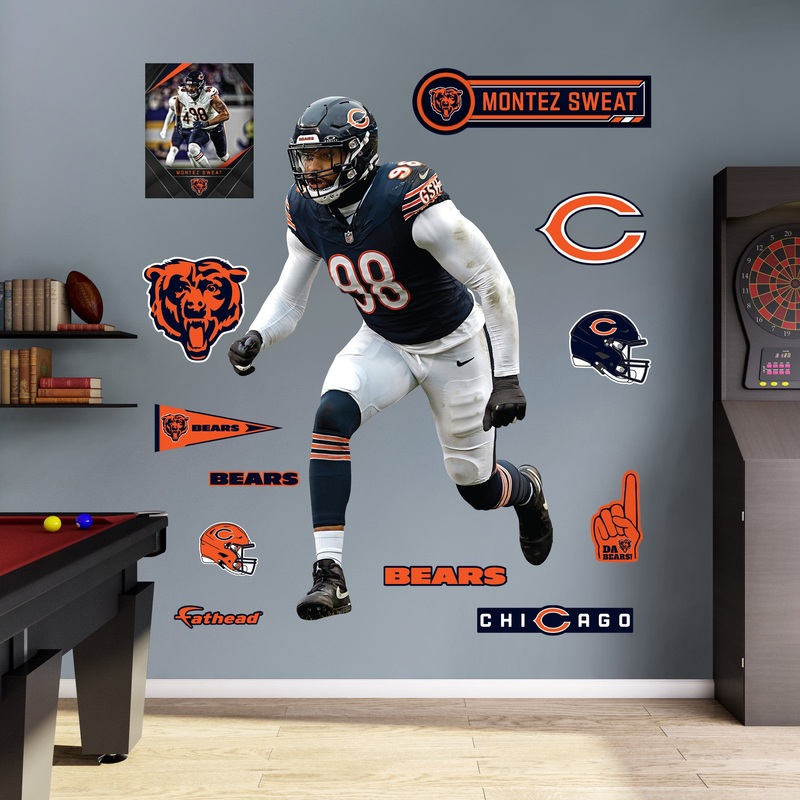 Chicago Bears – RealBig Montez Sweat Collection – Official NFL – Reusable Vinyl Wall Decals
