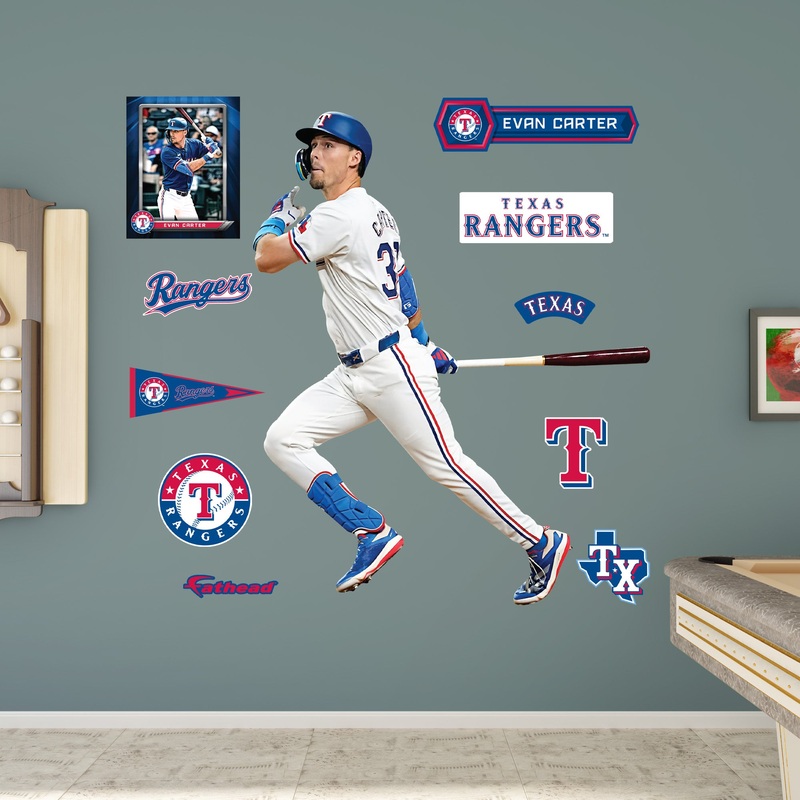 Evan Carter – RealBig Collection – Official MLB – Texas Rangers – Reusable Vinyl Wall Decals