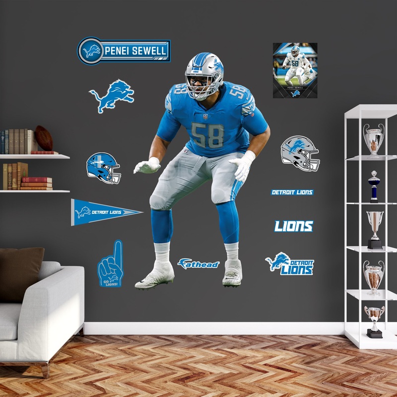Penei Sewell – RealBig Collection – Official NFL – Detroit Lions – Reusable Vinyl Wall Decals