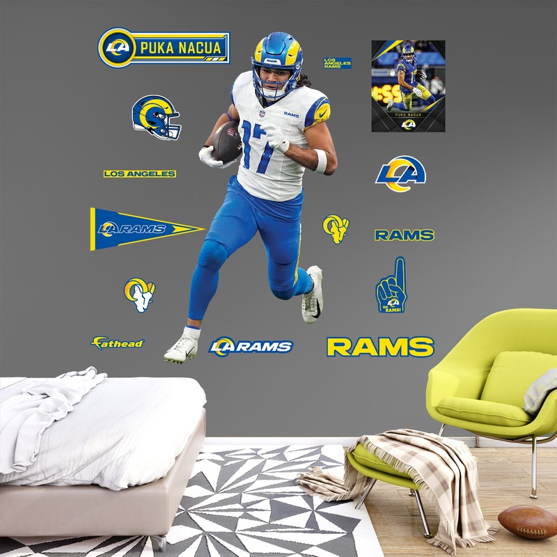 Puka Nacua – RealBig Away Collection – Official NFL – Los Angeles Rams – Reusable Vinyl Wall Decals