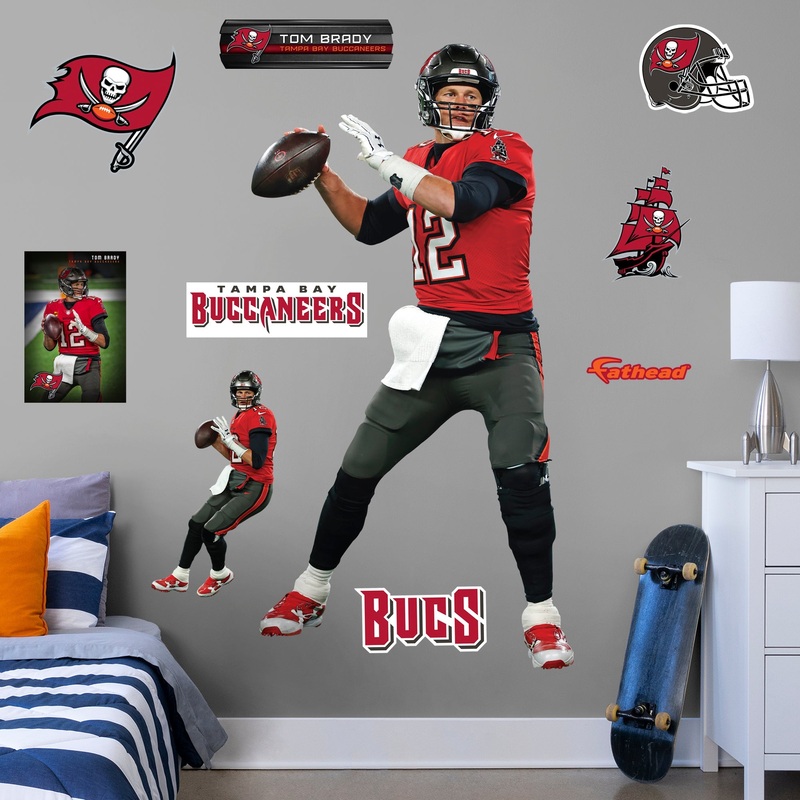 Tom Brady – RealBig Red Jersey Collection – Official NFL – New England Patriots – Reusable Vinyl Wall Decals