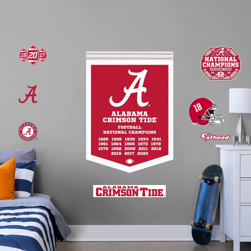 Alabama Crimson Tide – RealBig 2020 Championship Banner Collection – Official NCAA – Alabama Crimson Tide – Reusable Vinyl Wall Decals