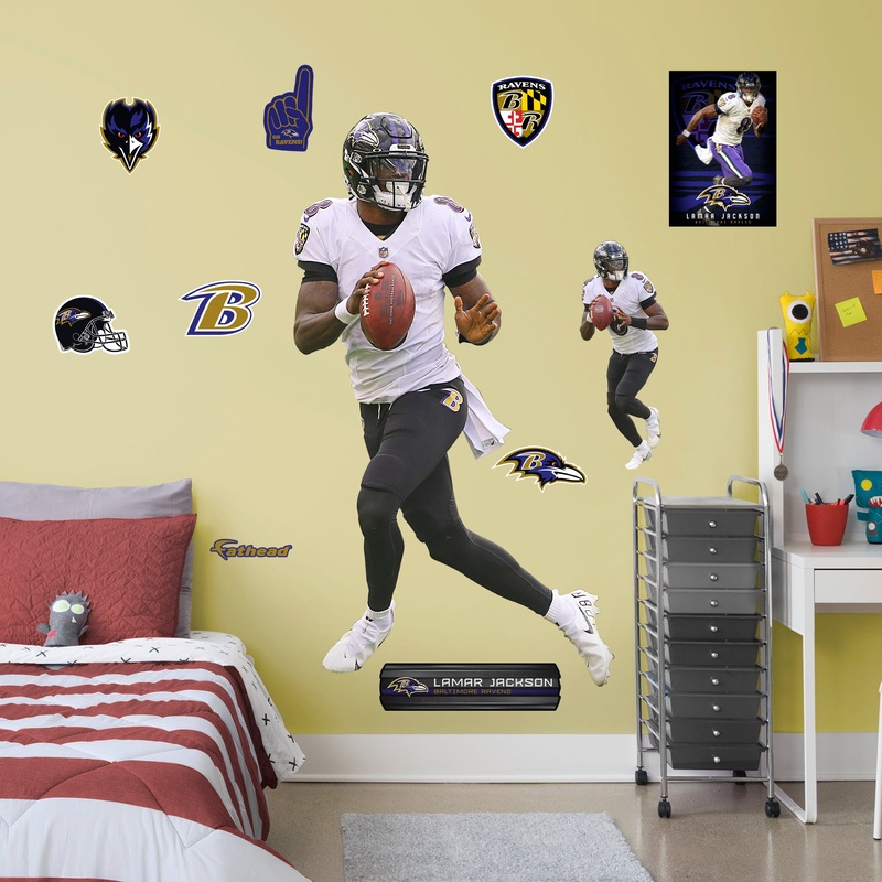 Lamar Jackson – RealBig White Jersey Collection – Official NFL – Baltimore Ravens – Reusable Vinyl Wall Decals