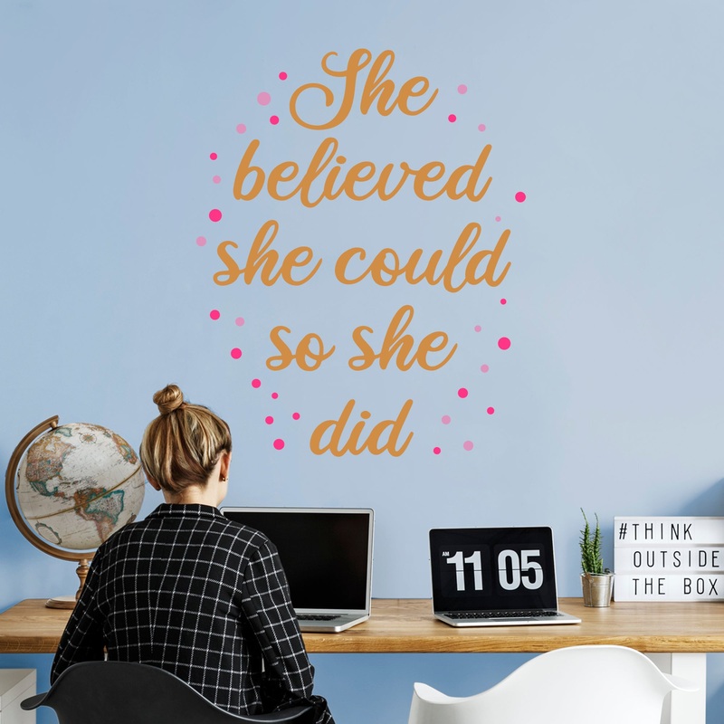 Pre-mask She Believed She Could So She Did  – Removable Wall Decal