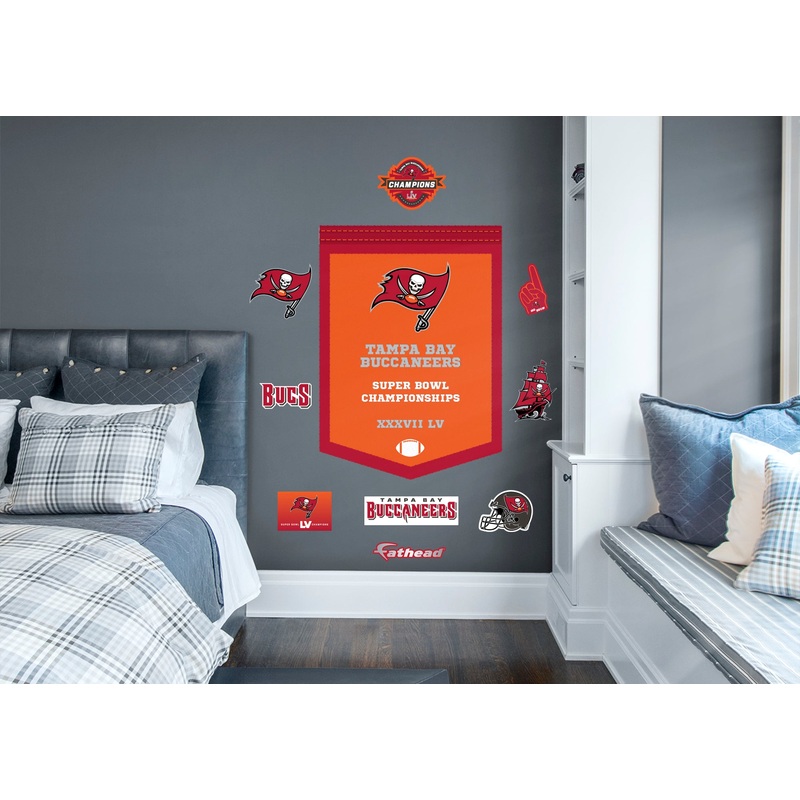 Tampa Bay Buccaneers – RealBig 2021 Super Bowl Championships Banner Collection – Official NFL – Reusable Vinyl Wall Decals