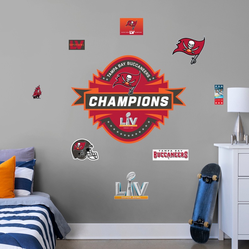 Tampa Bay Buccaneers – RealBig Super Bowl 55 Champions Logo Collection – Official NFL – Reusable Vinyl Wall Decals