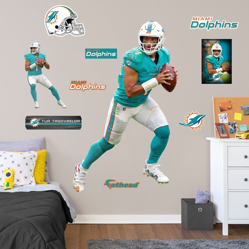 Tua Tagovailoa – RealBig Aqua Jersey Collection – Official NFL – Miami Dolphins – Reusable Vinyl Wall Decals