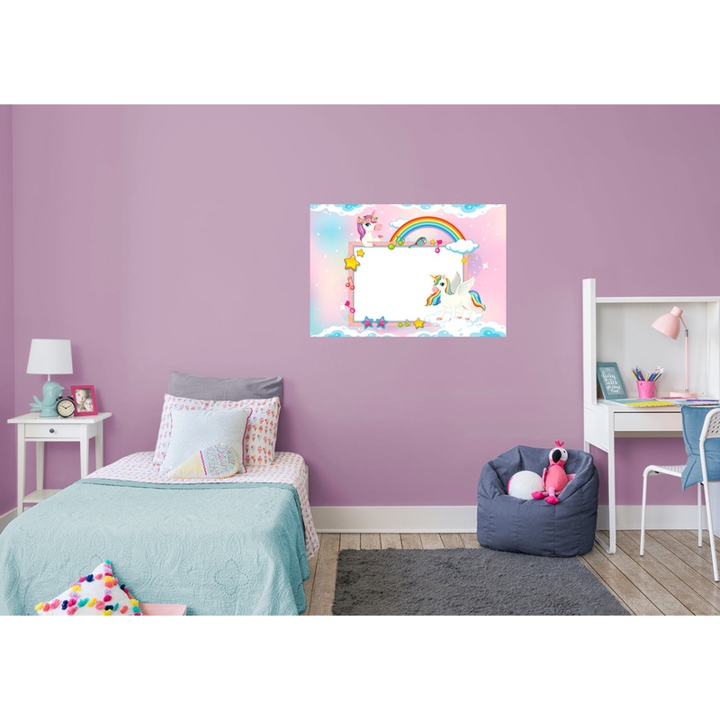 Mythical Creatures Unicorn and Rainbow Dry Erase            Removable Wall   Adhesive Decal