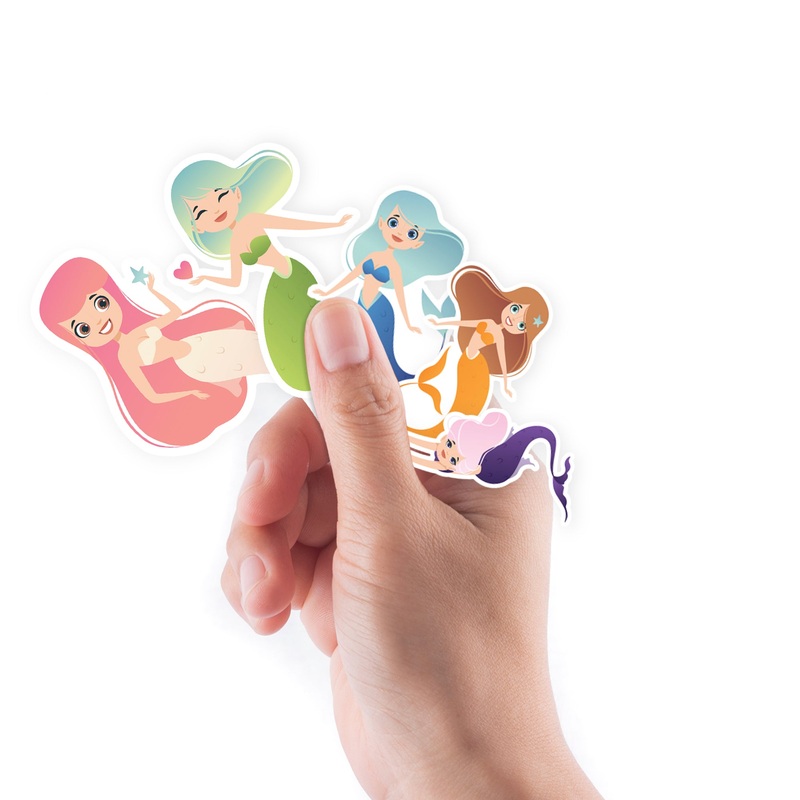 Sheet of 5 -Mythical Creatures: Mermaids Colorful Minis        –   Removable    Adhesive Decal