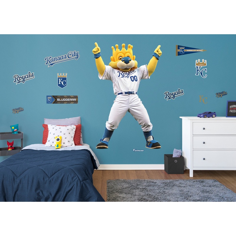 Sluggerrr Mascot – RealBig Collection – Official MLB – Kansas City Royals – Reusable Vinyl Wall Decals