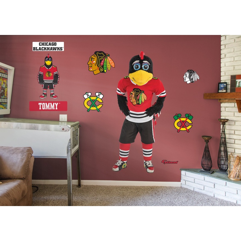 Tommy Hawk Mascot – RealBig Collection – Official NHL – Chicago Blackhawks – Reusable Vinyl Wall Decals