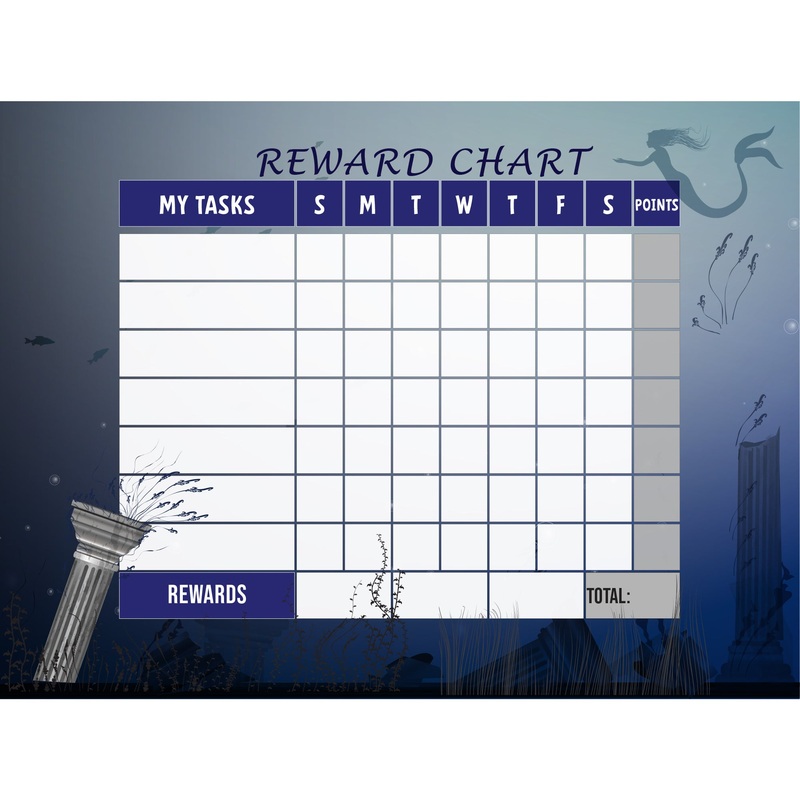 Magical Creatures: Mermaid Columns Dry Erase        –   Removable Wall   Adhesive Decal