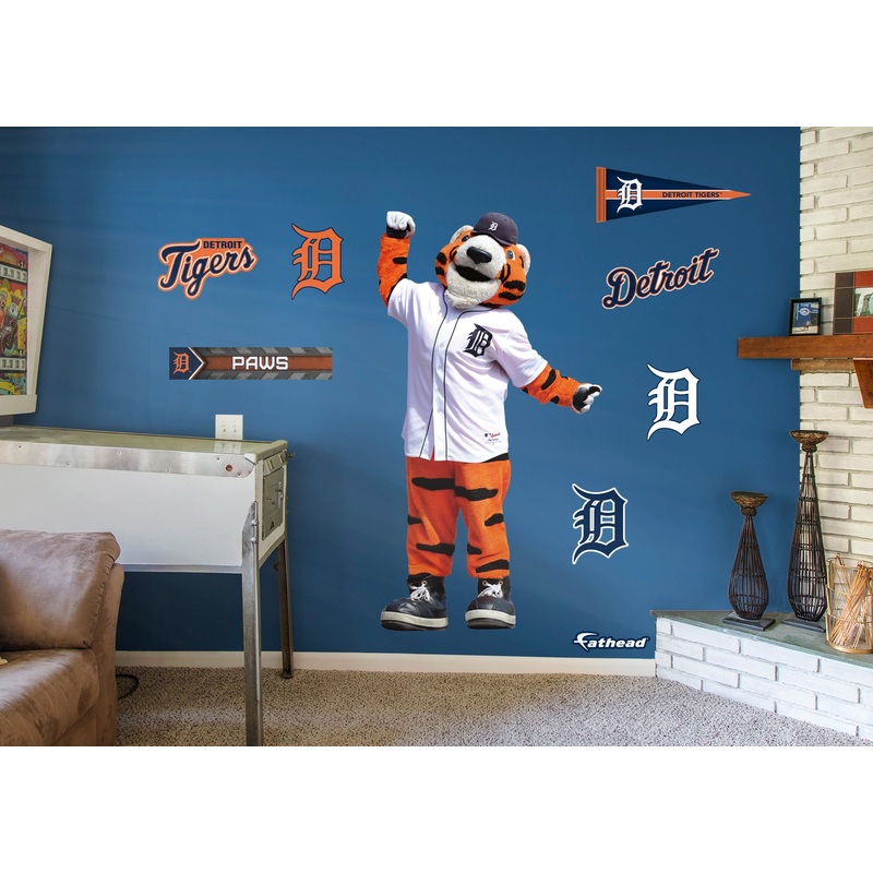 Paws Mascot – RealBig Collection – Official MLB – Detroit Tigers – Reusable Vinyl Wall Decals