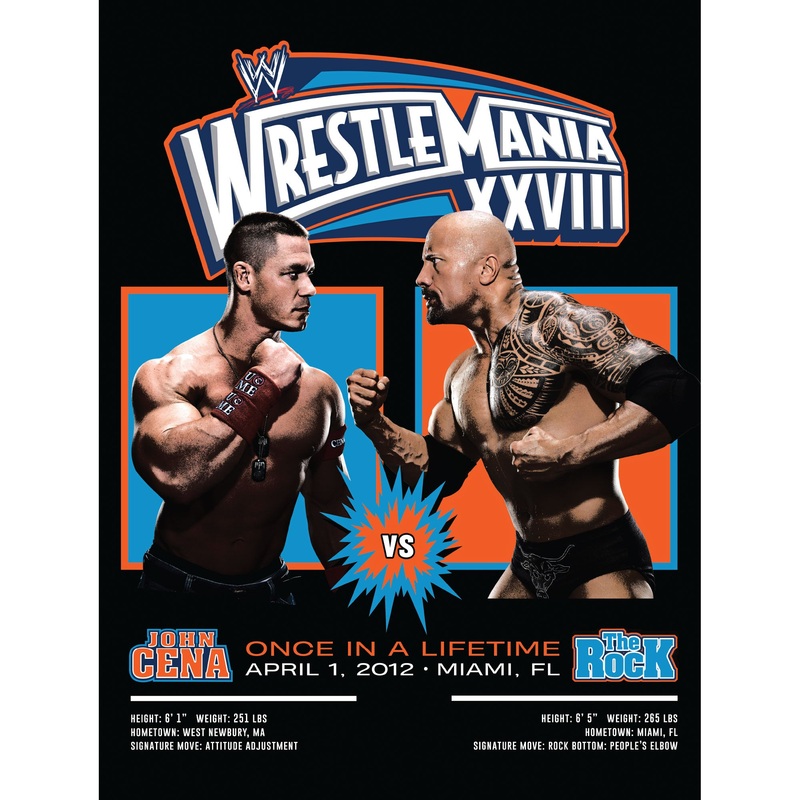 John Cena and The Rock – Wrestlemania XXVIII – Peel & Stick Poster – Official WWE – Reusable Vinyl Wall Decal