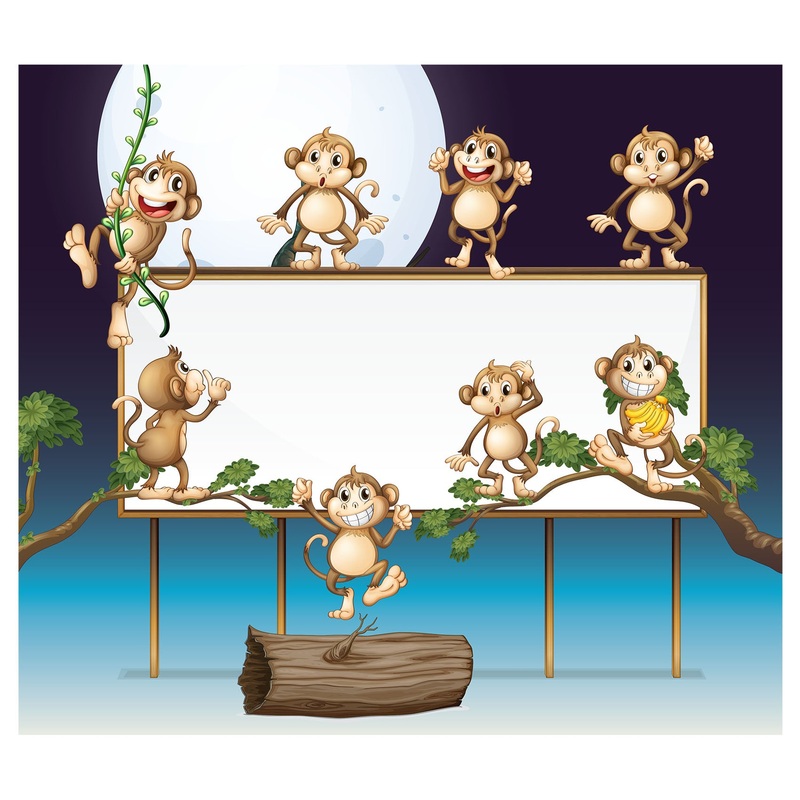 Jungle:  Eight Monkeys Dry Erase        –   Removable Wall   Adhesive Decal