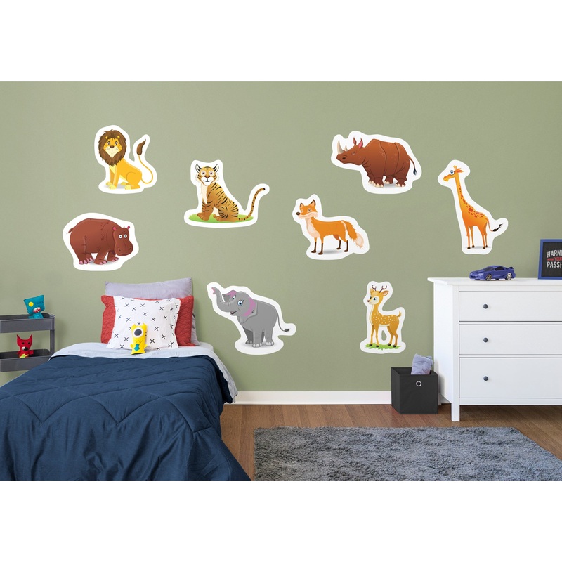 Jungle:  Happy Animals Collection        –   Removable Wall   Adhesive Decal