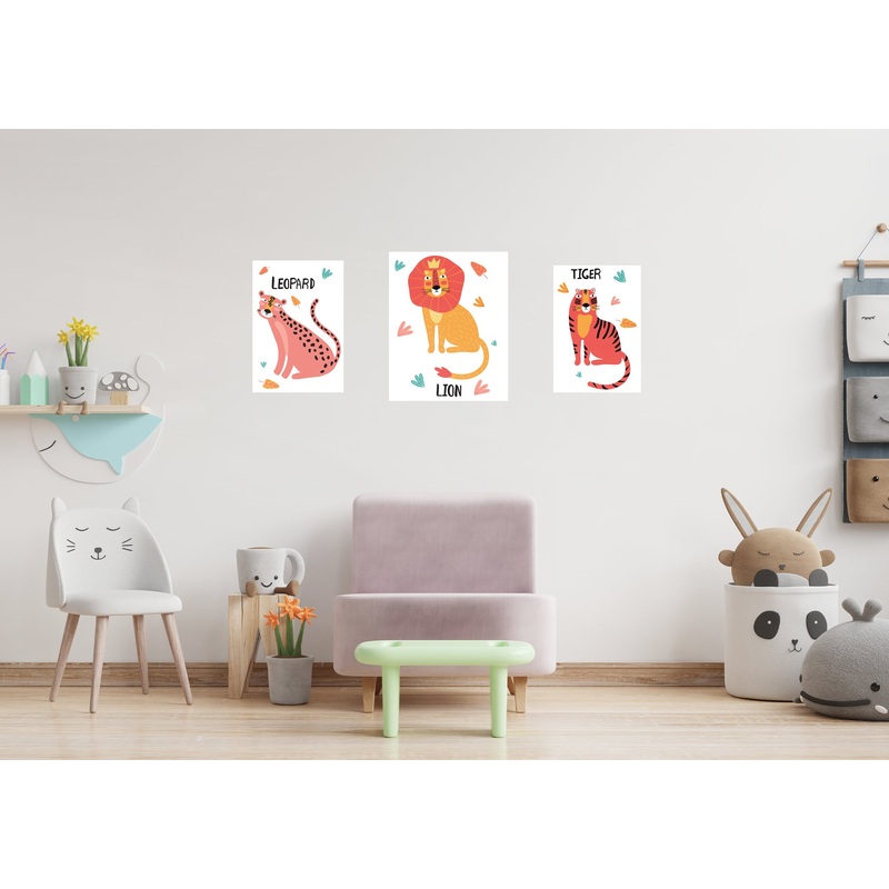 Jungle:  Leopard, Lion, Tiger Collection        –   Removable Wall   Adhesive Decal