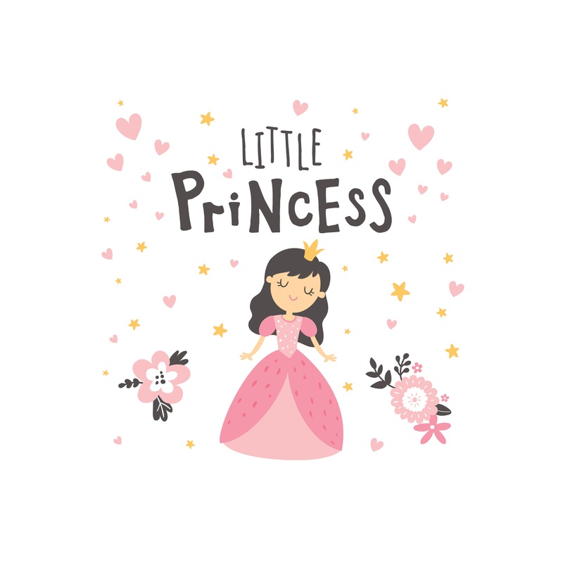 Nursery Princess:  Pink Hearts Mural        –   Removable Wall   Adhesive Decal