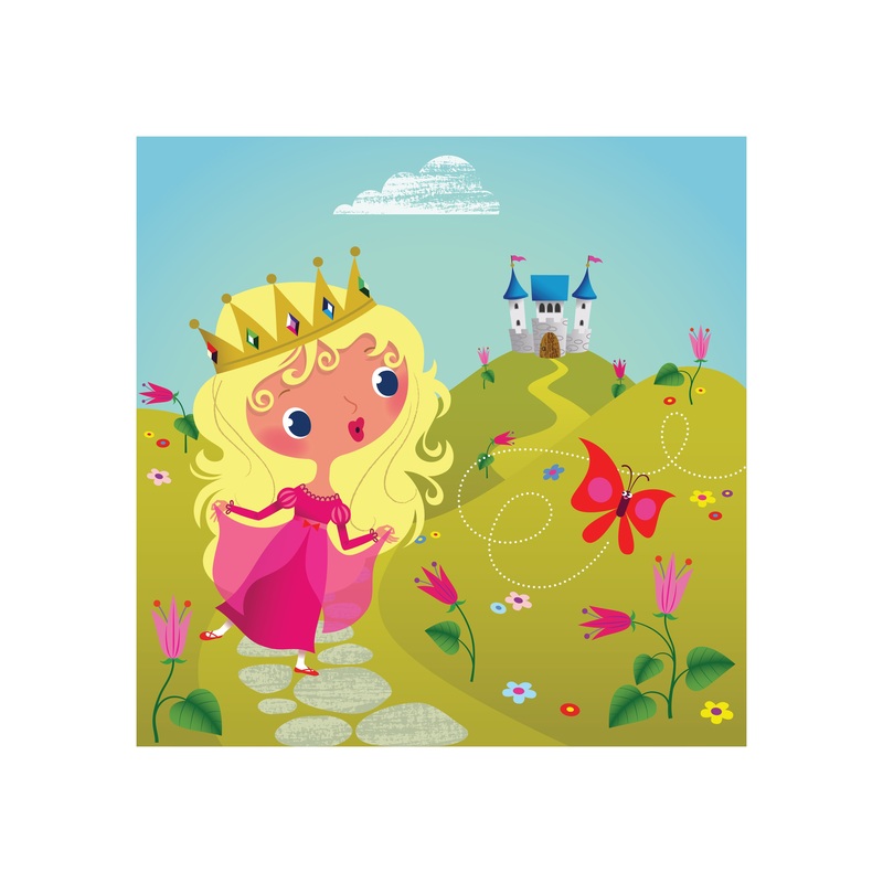 Nursery Princess:  Pink Princess Mural        –   Removable Wall   Adhesive Decal