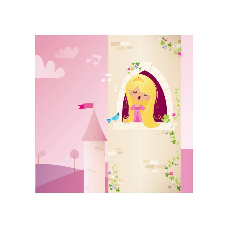 Nursery Princess:  Tower Mural        –   Removable Wall   Adhesive Decal