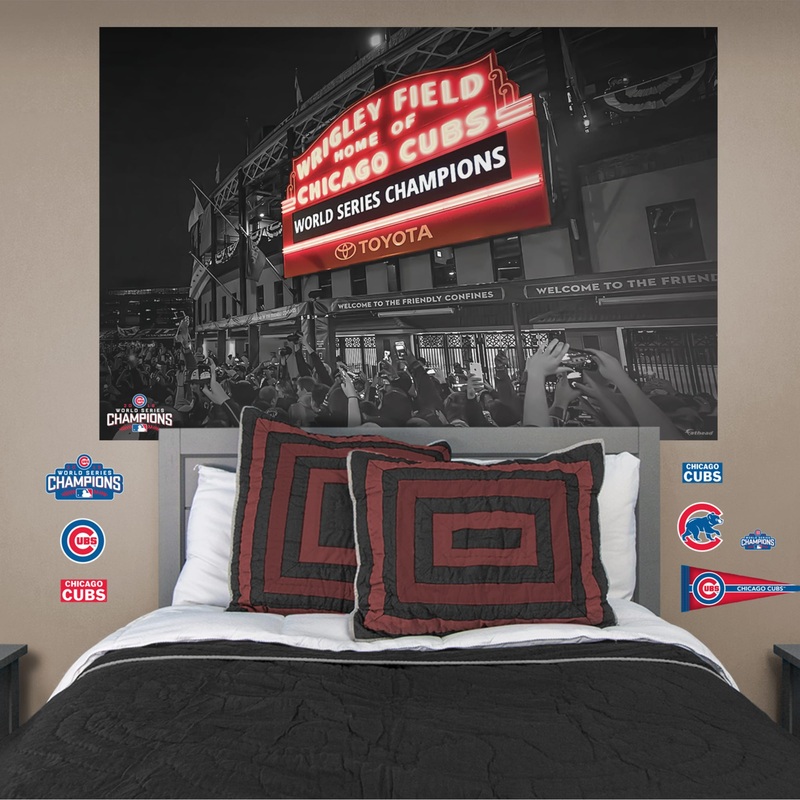 2016 World Series Champs Wrigleyville Mural – Peel & Stick Poster – Official MLB – Chicago Cubs – Reusable Vinyl Wall Decal