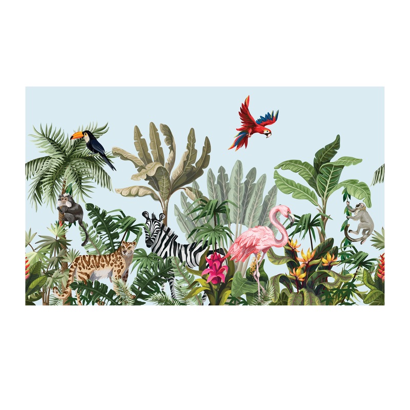 Jungle:  Jungle by Day Mural        –   Removable Wall   Adhesive Decal
