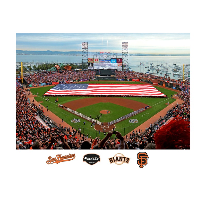 AT&T Park American Flag Mural – Peel & Stick Poster – Official MLB – San Francisco Giants – Reusable Vinyl Wall Decal