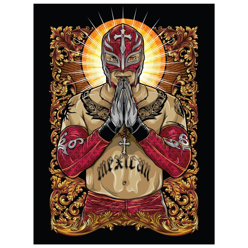 Rey Mysterio – Stained Glass Peel & Stick Poster – Official WWE – Reusable Vinyl Wall Decal
