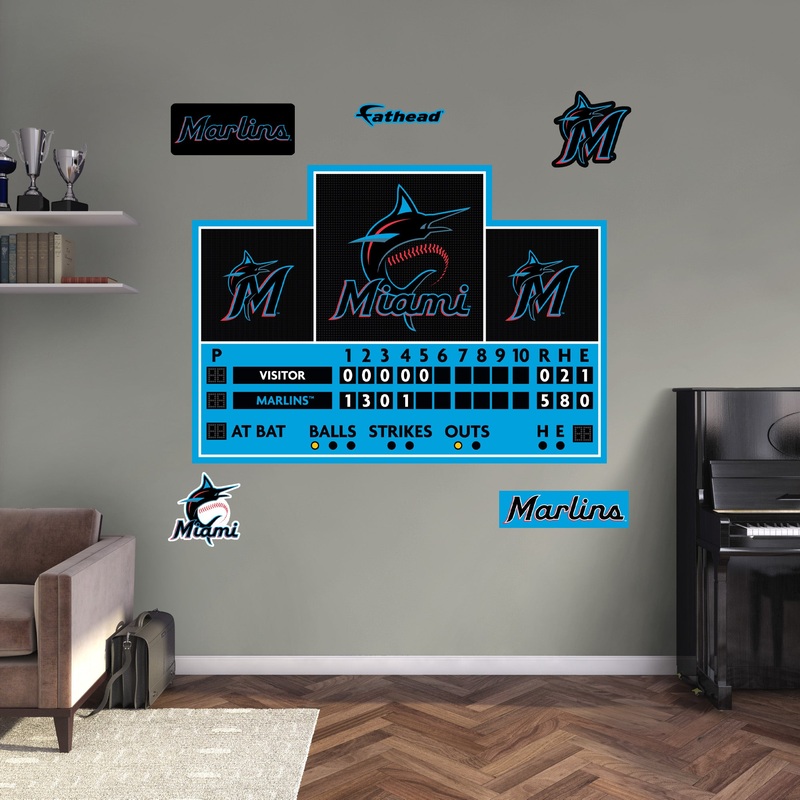 Miami Marlins – RealBig Scoreboard Collection – Official MLB – Reusable Vinyl Wall Decals