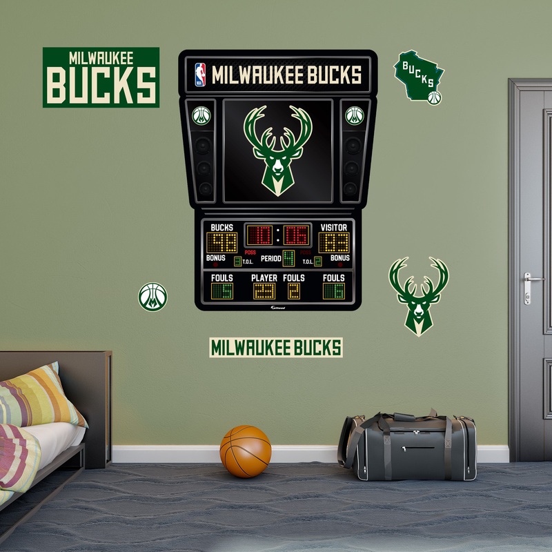 Milwaukee Bucks – RealBig Scoreboard Collection – Official NBA – Reusable Vinyl Wall Decals