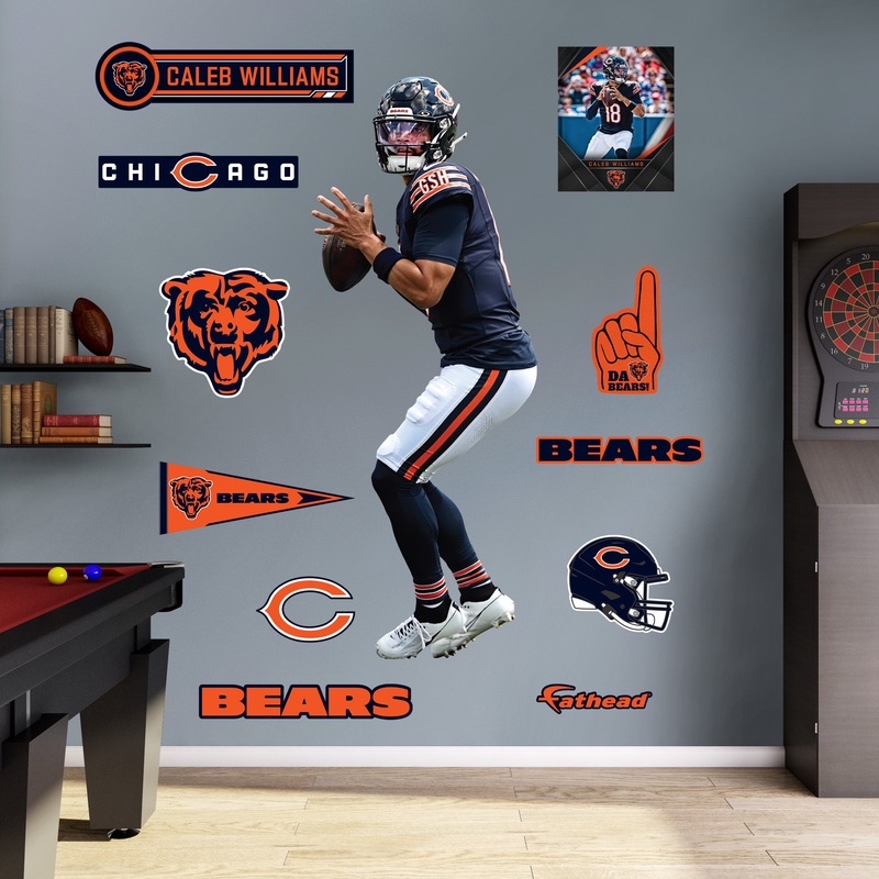 Chicago Bears – RealBig Caleb Williams Collection – Official NFL – Reusable Vinyl Wall Decals