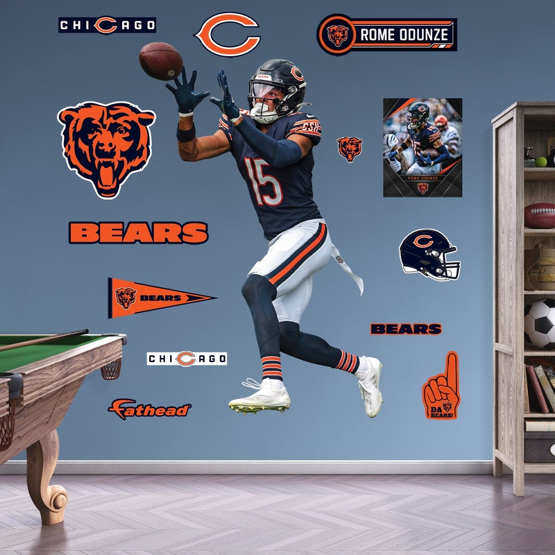 Chicago Bears – RealBig Rome Odunze Catch Collection – Official NFL – Reusable Vinyl Wall Decals