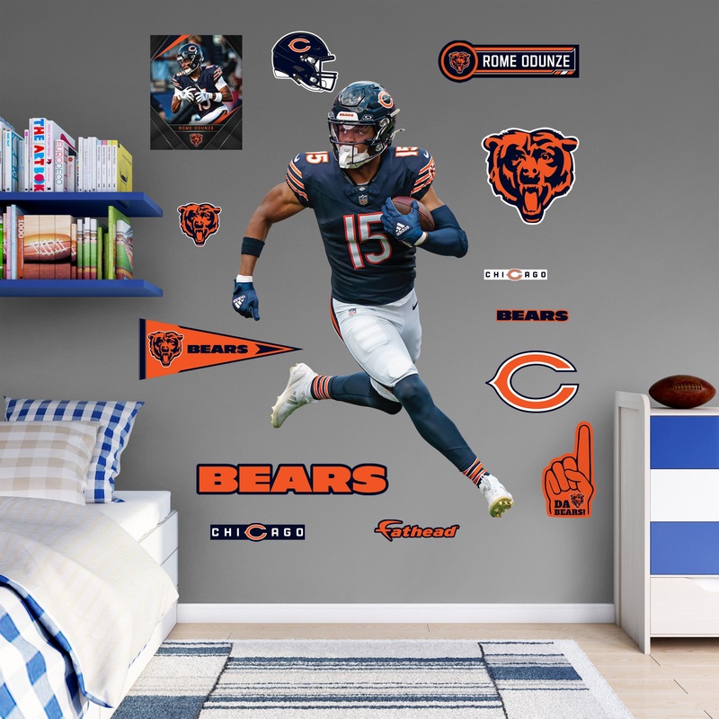 Chicago Bears – RealBig Rome Odunze Collection – Official NFL – Reusable Vinyl Wall Decals