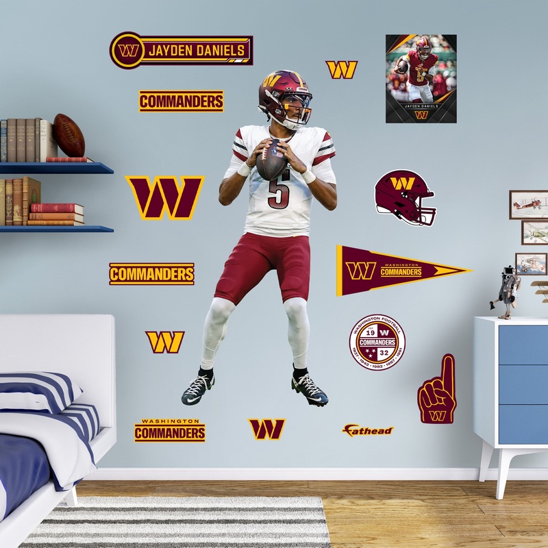 Jayden Daniels – RealBig Away Collection – Official NFL – Washington Commanders – Reusable Vinyl Wall Decals