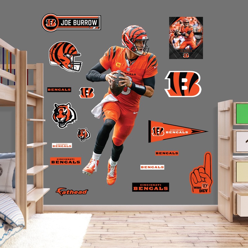 Joe Burrow – RealBig Orange Out Collection – Official NFL – Cincinnati Bengals – Reusable Vinyl Wall Decals